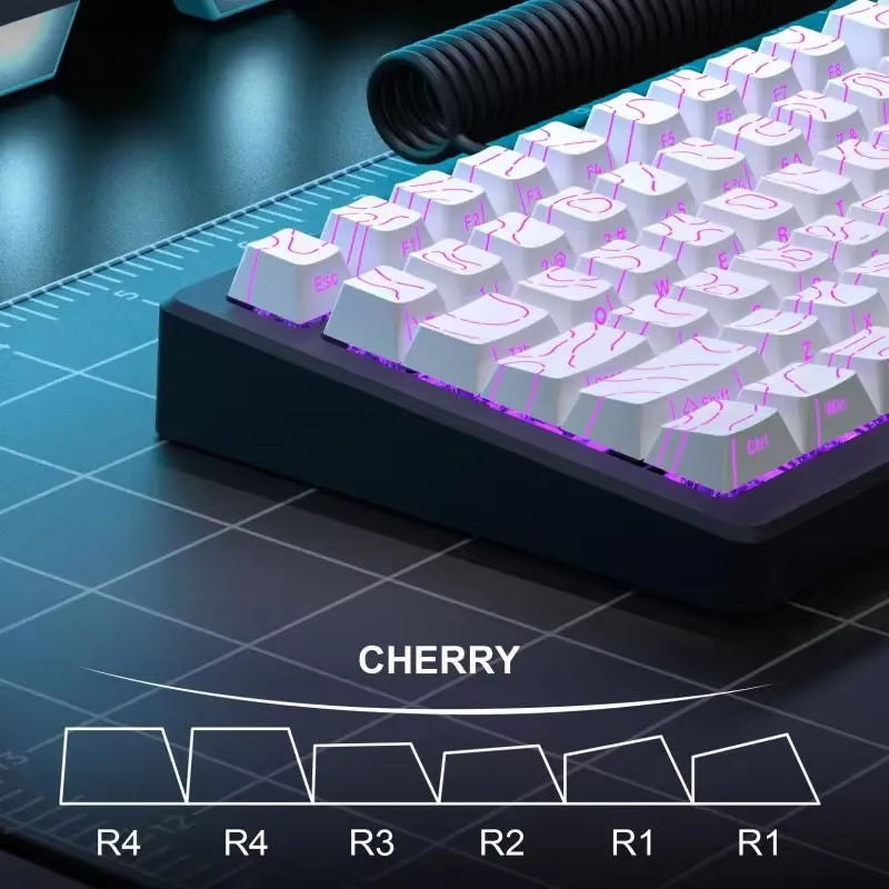 Elevate Your Gaming Experience with the New Topographic 4.0 Keycap Set - 98 PBT Cherry Profile Side Print Backlit for MX Mechanical Keyboards