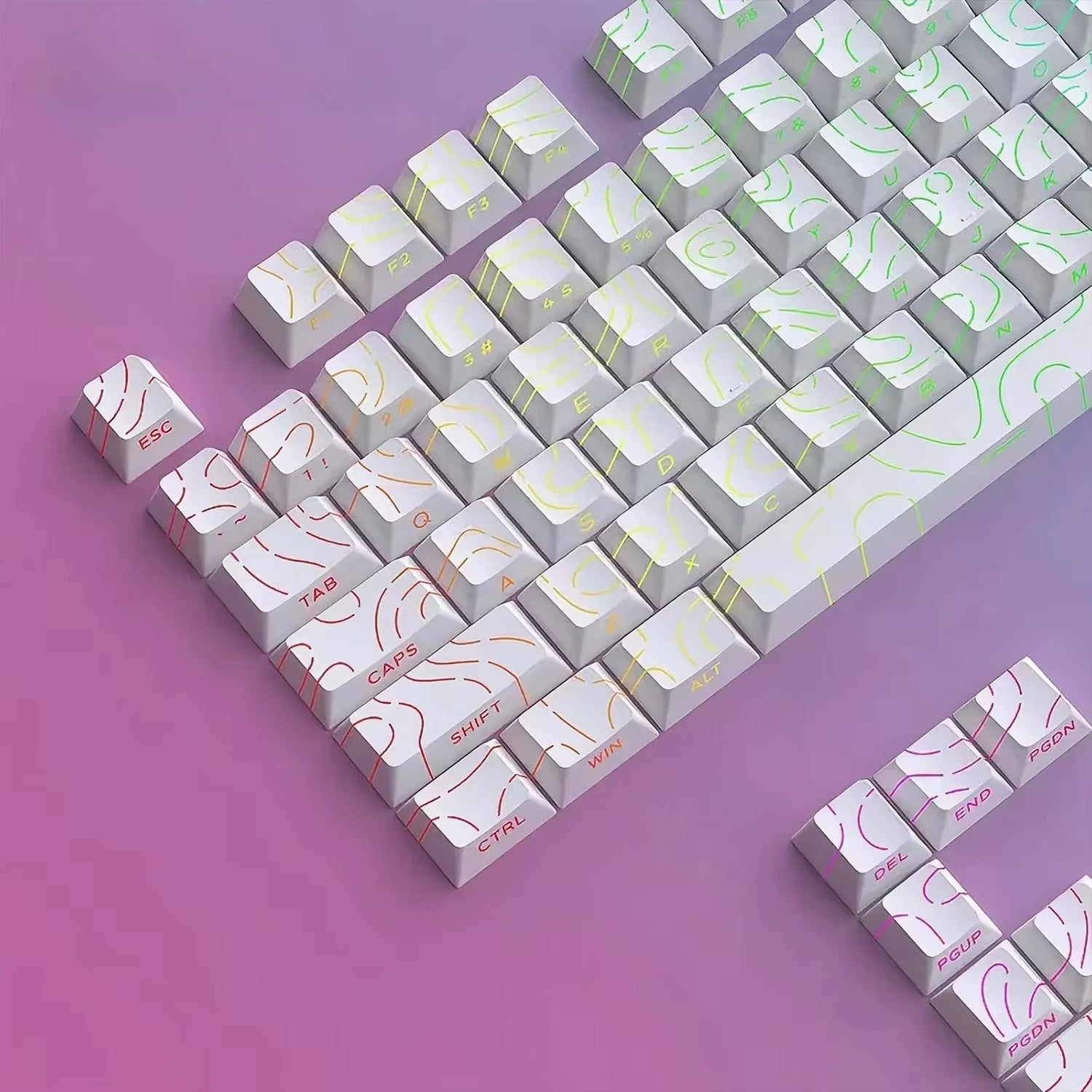 Elevate Your Gaming Experience with the New Topographic 4.0 Keycap Set - 98 PBT Cherry Profile Side Print Backlit for MX Mechanical Keyboards