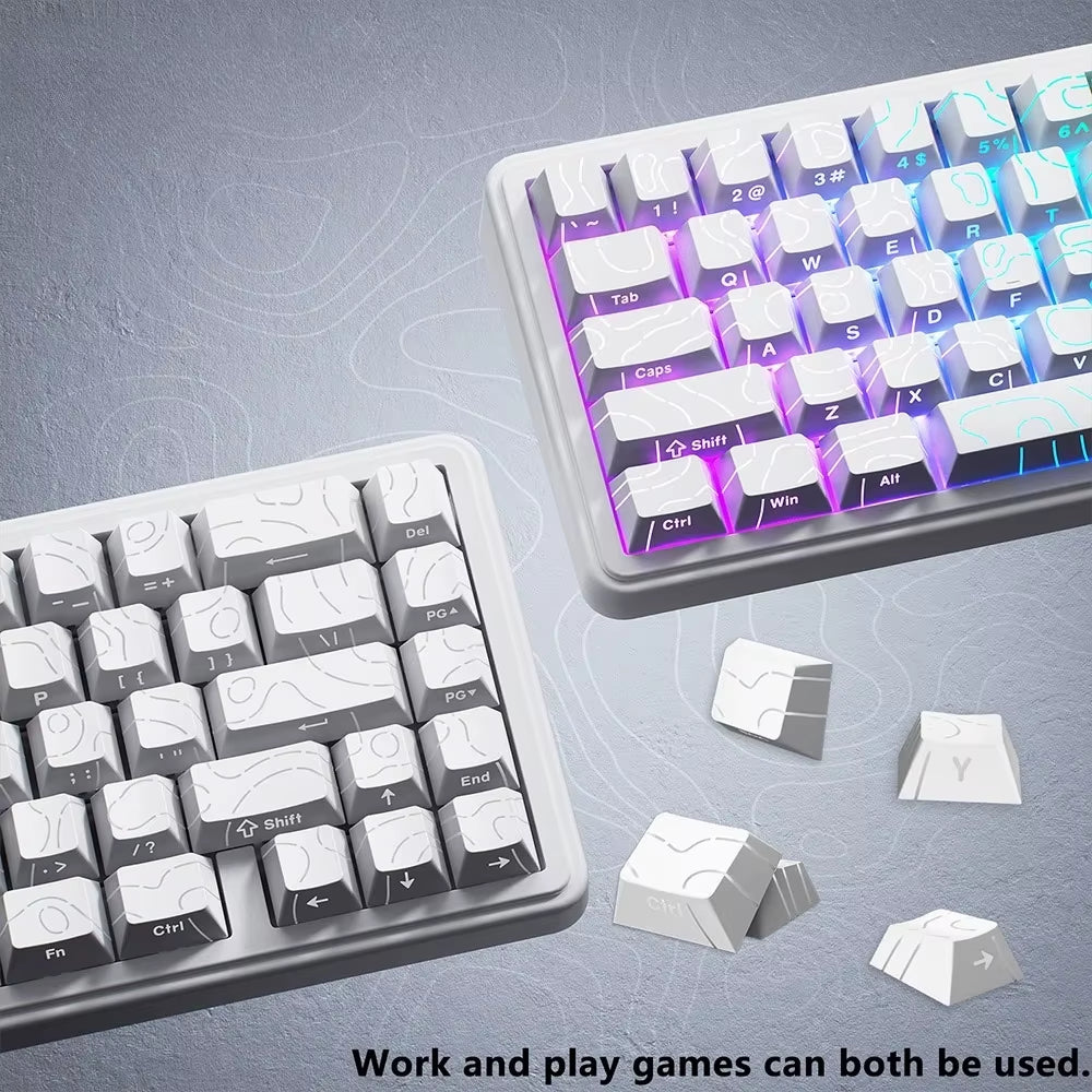 Elevate Your Gaming Experience with the New Topographic 4.0 Keycap Set - 98 PBT Cherry Profile Side Print Backlit for MX Mechanical Keyboards