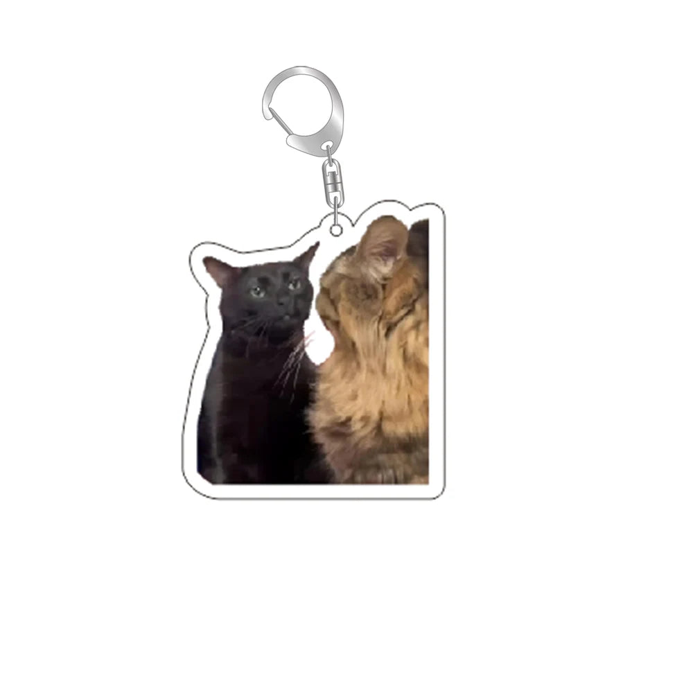 Funny Cat Memes Keychain – Cute Cartoon Pendant for Bags, Lanyards, and Student Gifts