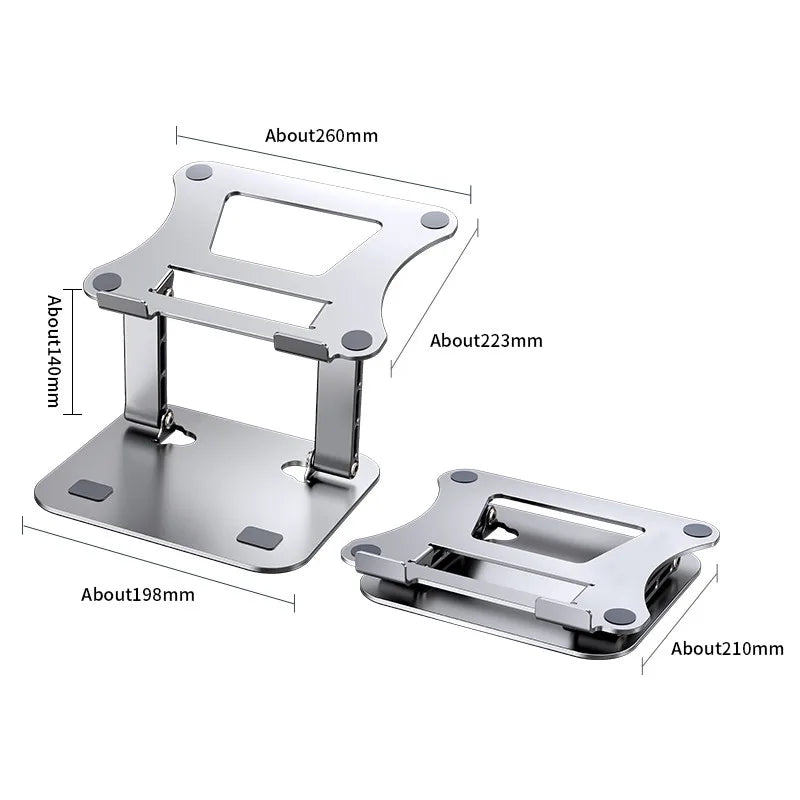Adjustable Aluminum Laptop & Tablet Stand – Portable Folding Cooling Support for Up to 17” Devices