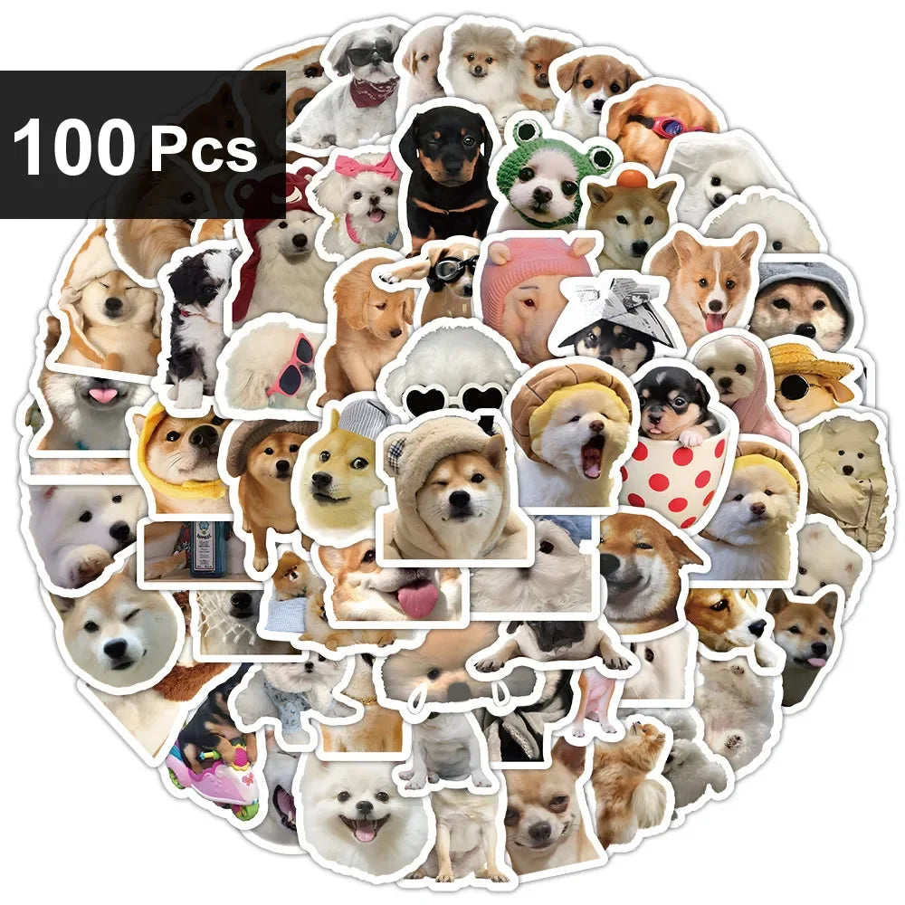 Funny Dog Stickers – Cute Cartoon Decals for Toys, Gadgets, Bikes & More (10/100/1000 Pcs)