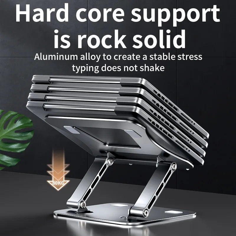 Adjustable Aluminum Laptop & Tablet Stand – Portable Folding Cooling Support for Up to 17” Devices