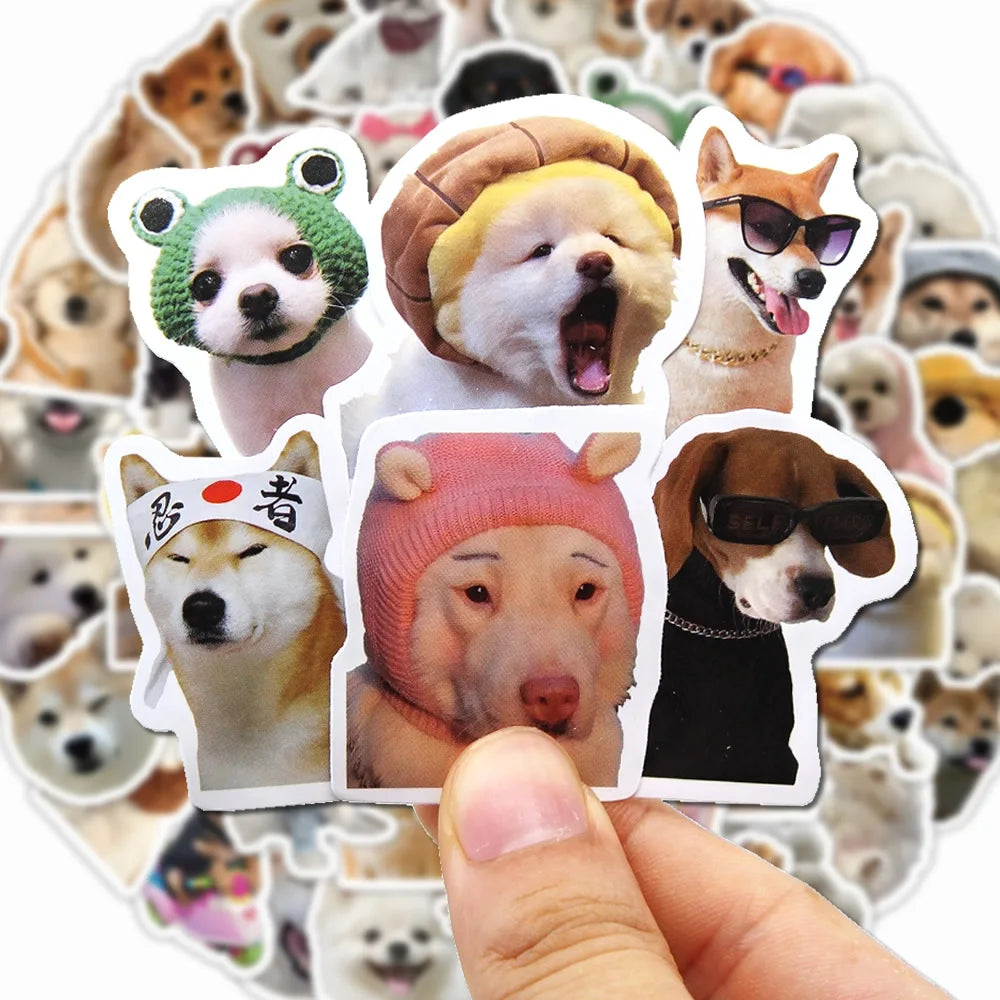 Funny Dog Stickers – Cute Cartoon Decals for Toys, Gadgets, Bikes & More (10/100/1000 Pcs)
