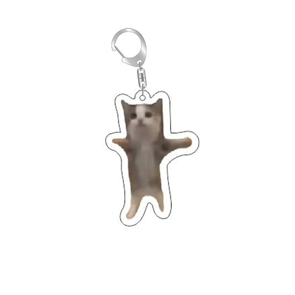 Funny Cat Memes Keychain – Cute Cartoon Pendant for Bags, Lanyards, and Student Gifts