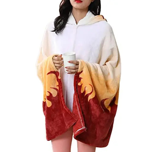 Demon Slayer Hoodie Blanket Wearable – Tanjiro Kamado Anime Shawl Wrap Pajama Bathrobe