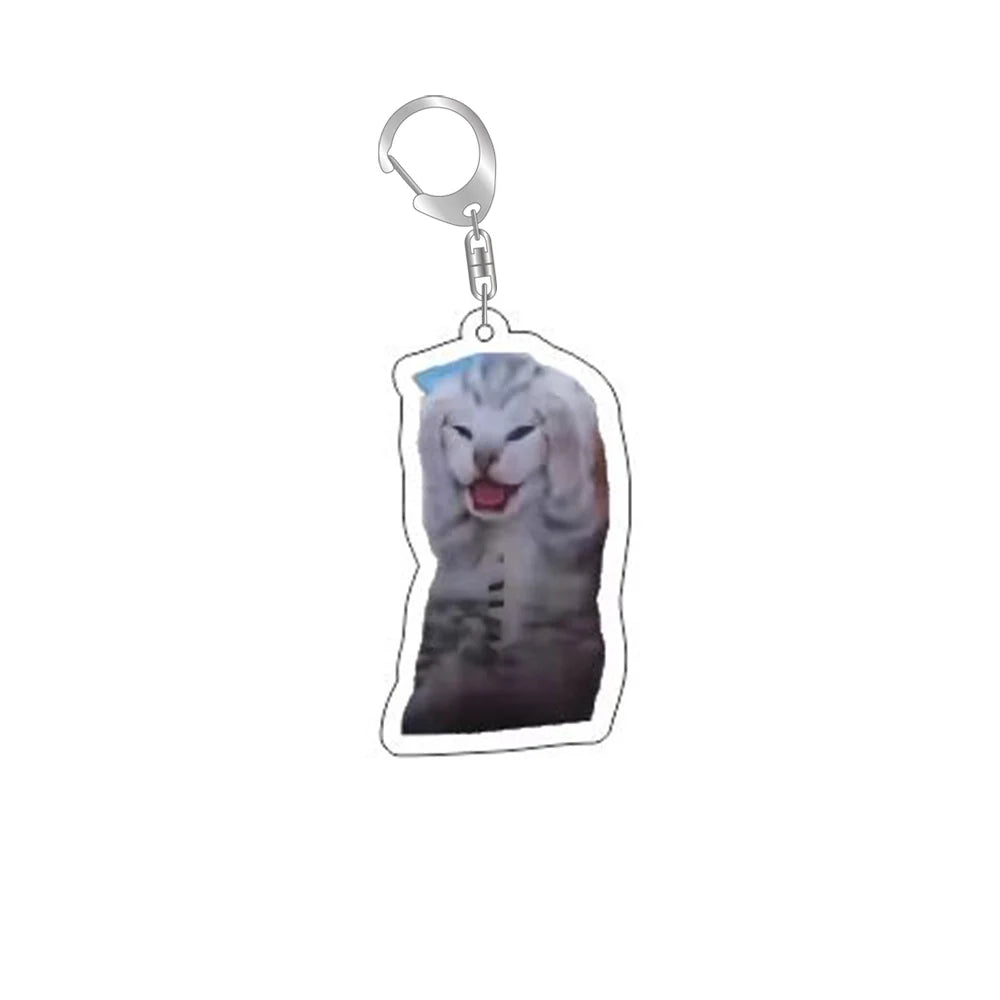 Funny Cat Memes Keychain – Cute Cartoon Pendant for Bags, Lanyards, and Student Gifts