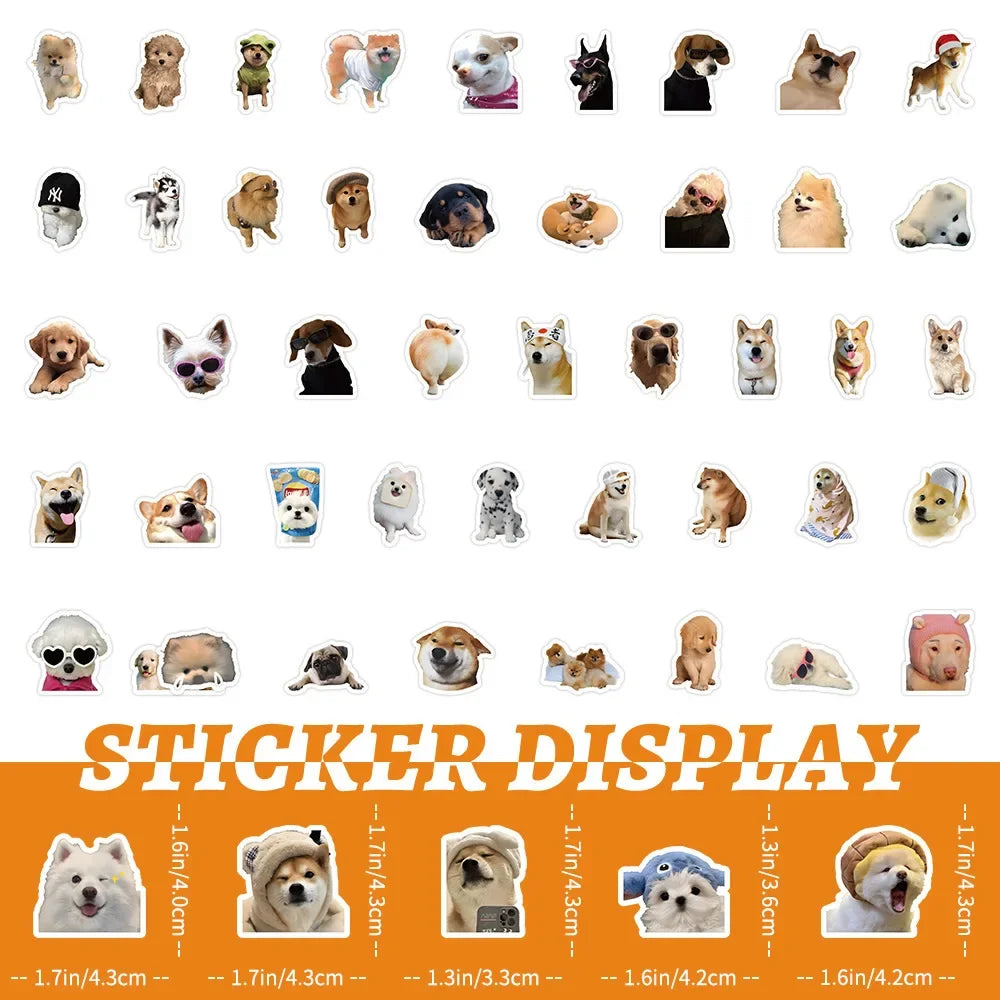 Funny Dog Stickers – Cute Cartoon Decals for Toys, Gadgets, Bikes & More (10/100/1000 Pcs)
