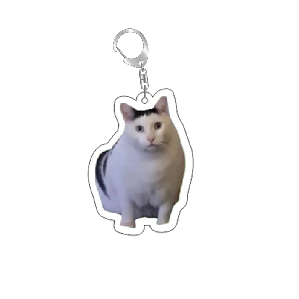 Funny Cat Memes Keychain – Cute Cartoon Pendant for Bags, Lanyards, and Student Gifts