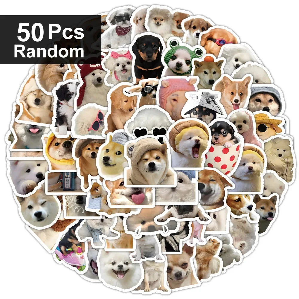 Funny Dog Stickers – Cute Cartoon Decals for Toys, Gadgets, Bikes & More (10/100/1000 Pcs)
