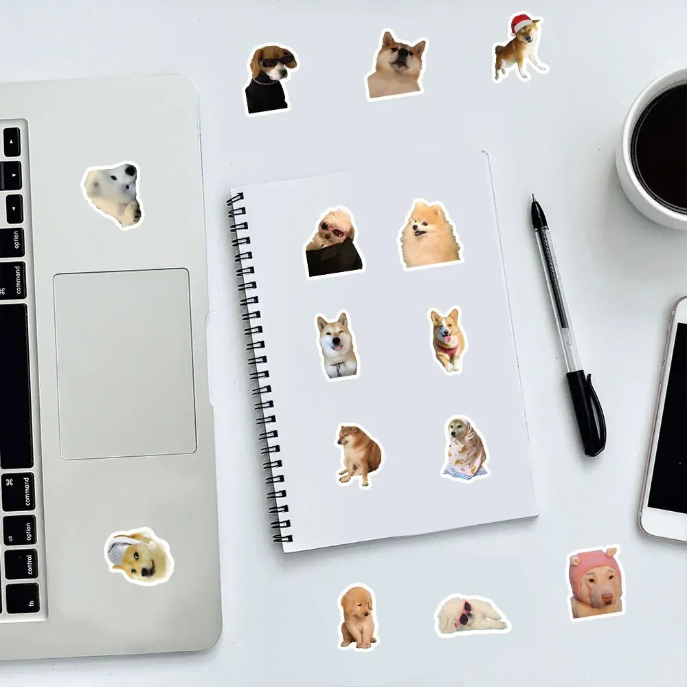 Funny Dog Stickers – Cute Cartoon Decals for Toys, Gadgets, Bikes & More (10/100/1000 Pcs)
