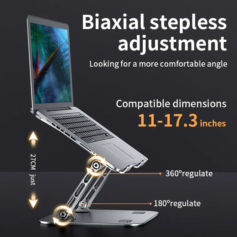 Adjustable Aluminum Laptop & Tablet Stand – Portable Folding Cooling Support for Up to 17” Devices