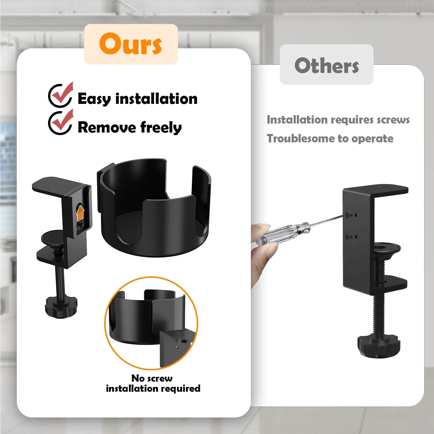 Desk Cup Holder – Universal Adjustable Arm Clamp Stand for Coffee Mugs & Water Bottles