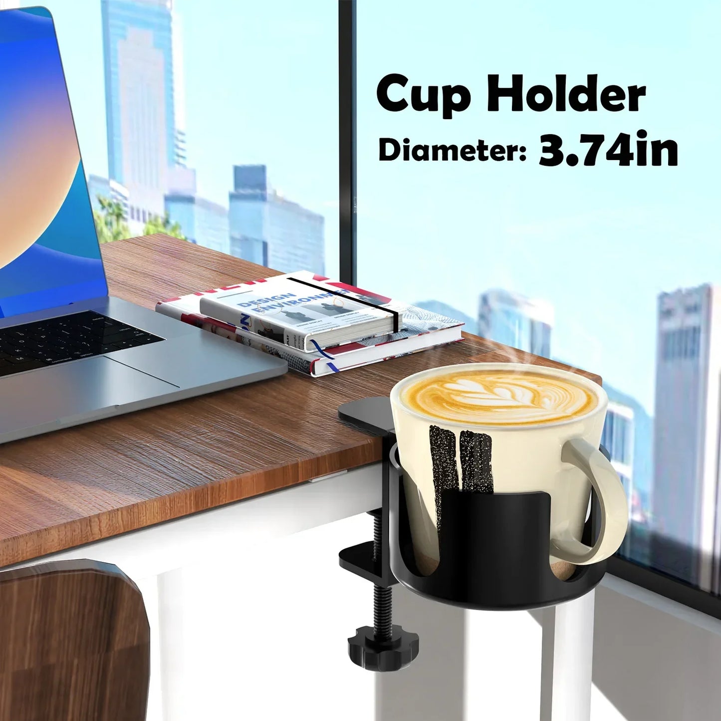 Desk Cup Holder – Universal Adjustable Arm Clamp Stand for Coffee Mugs & Water Bottles