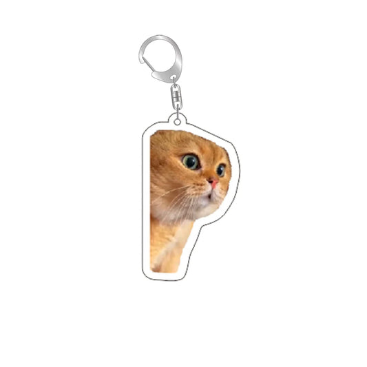 Funny Cat Memes Keychain – Cute Cartoon Pendant for Bags, Lanyards, and Student Gifts