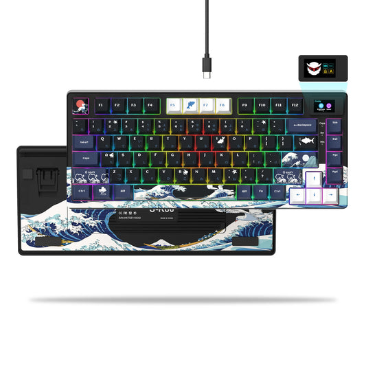 Experience Ultimate Gaming Precision with Our Wired Mechanical Gaming Keyboard Featuring OLED Display and Multicolor RGB Backlighting