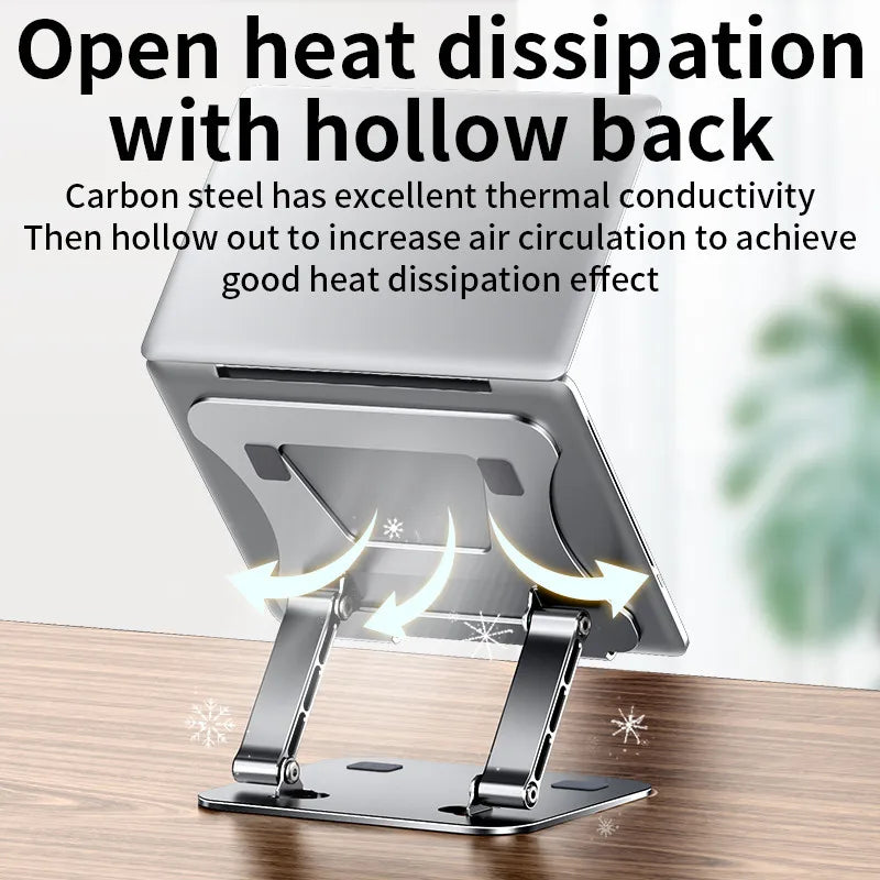 Adjustable Aluminum Laptop & Tablet Stand – Portable Folding Cooling Support for Up to 17” Devices