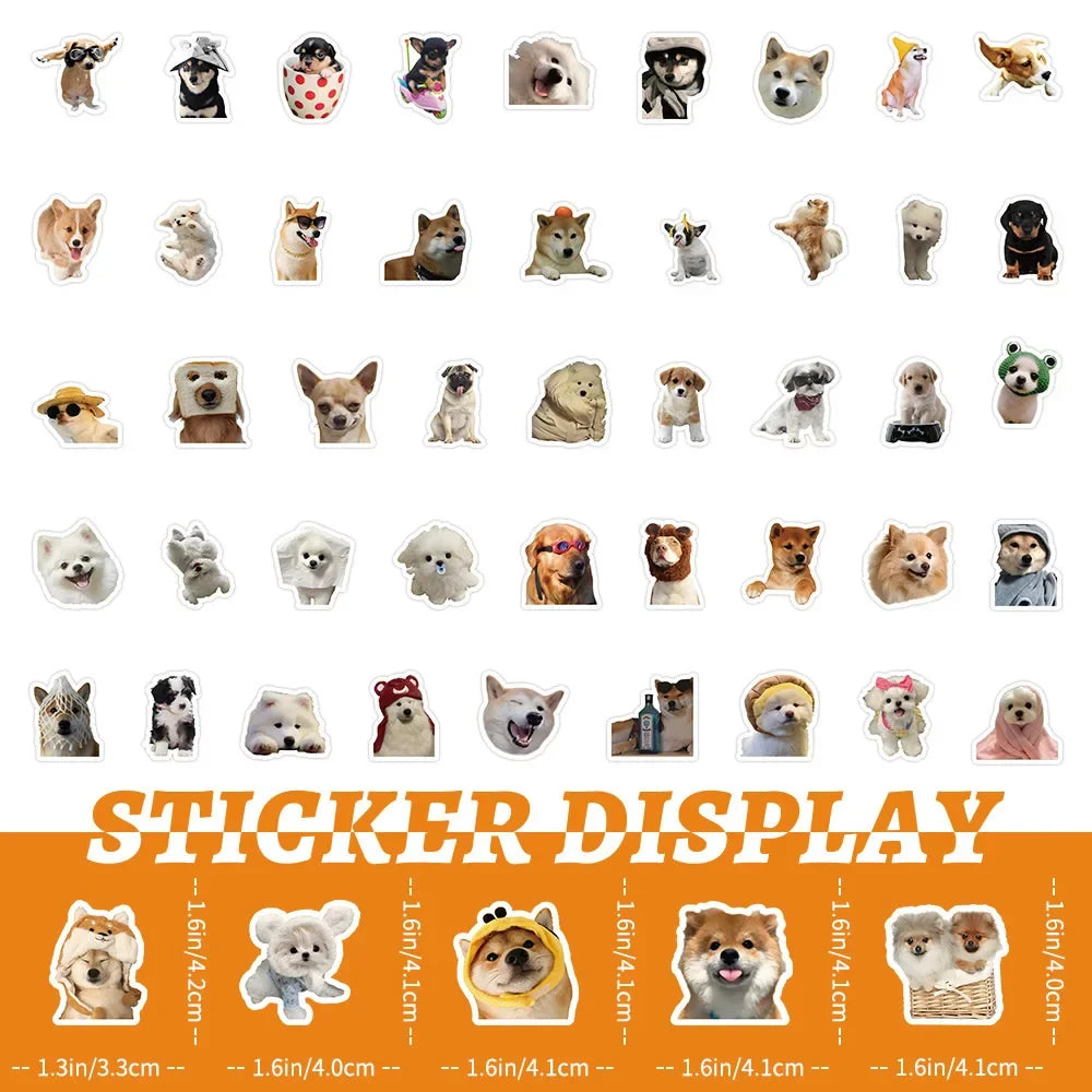 Funny Dog Stickers – Cute Cartoon Decals for Toys, Gadgets, Bikes & More (10/100/1000 Pcs)