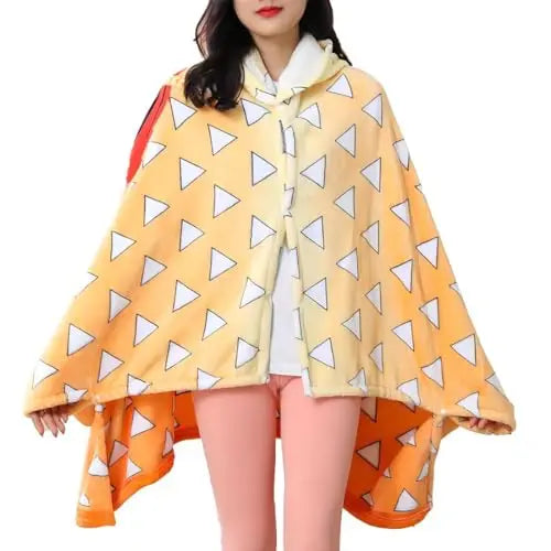 Demon Slayer Hoodie Blanket Wearable – Tanjiro Kamado Anime Shawl Wrap Pajama Bathrobe