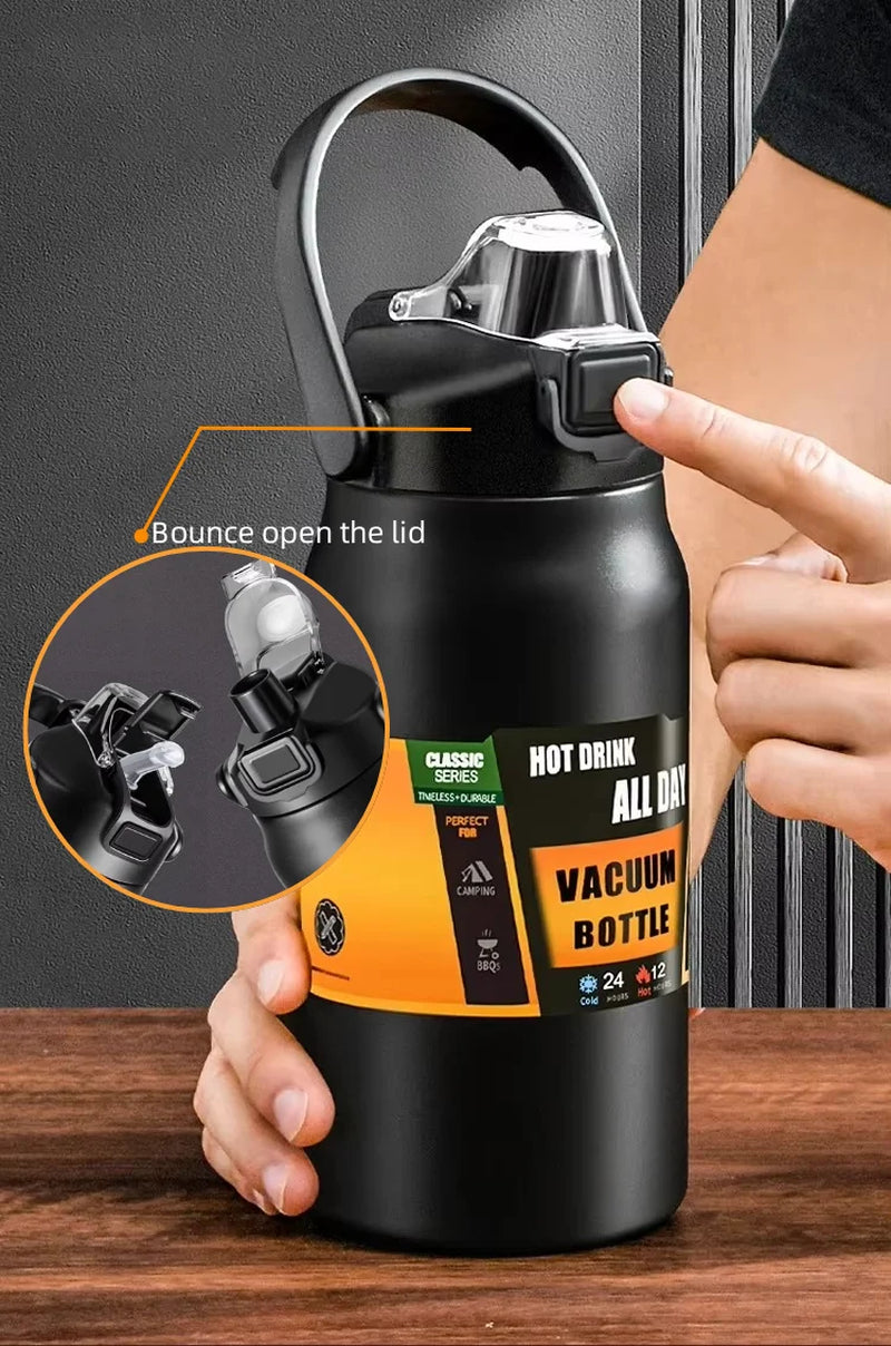 304 Outdoor Thermos Portable Stainless Steel Thermal Mug Tumbler Vacuum Flasks Cold and Hot Sports Water Bottle with Straw